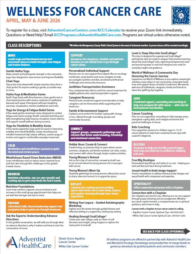 Cancer Wellness Schedule