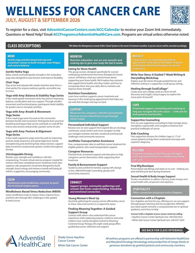Cancer Wellness Schedule